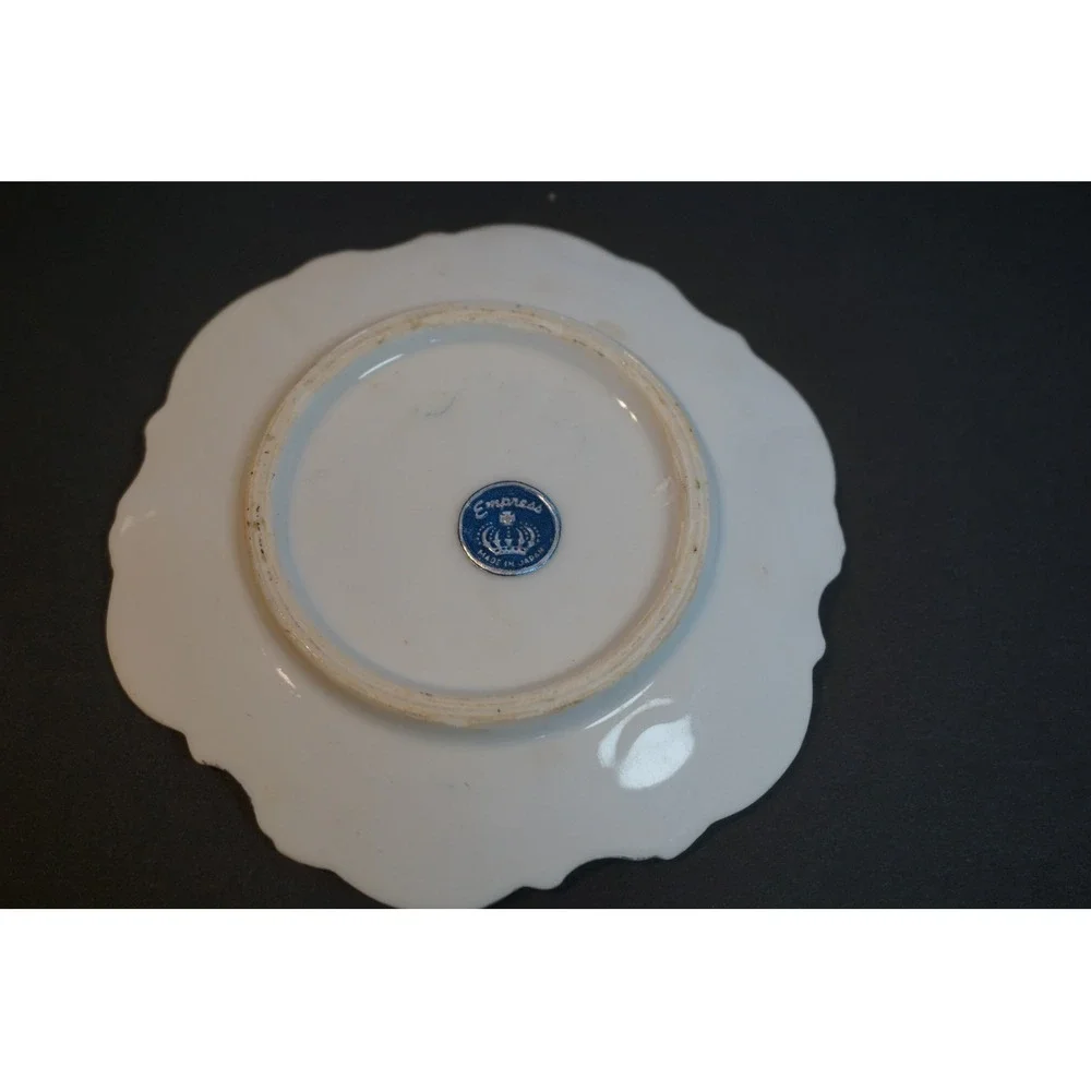 Vintage Empress Mary & Baby Jesus Lords Prayer Trinket Dish Gold Rim Porcelain